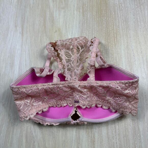 PINK Victoria's Secret Delicate Floral Lace Date Underwire Racerback Bra 32DD - Picture 7 of 10